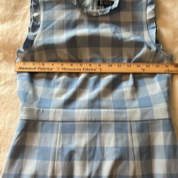 New! J. Crew Ruffle-trim sheath dress in gingham stretch crepe Blue Size 4 NWT - Picture 12 of 16